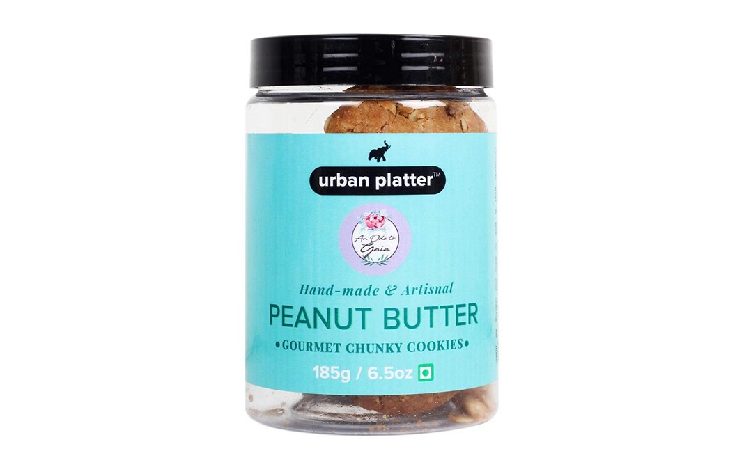Urban Platter Peanut Butter Gourmet Chunky Cookies   Plastic Jar  185 grams